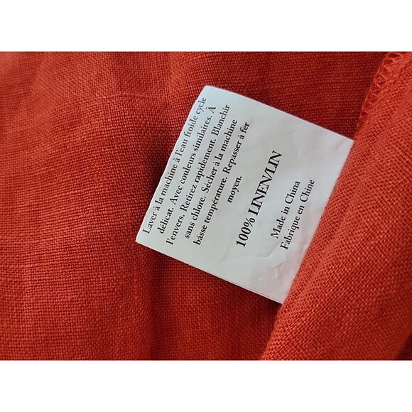 Grae Cove Linen Dress M Orange Wrap Tie Pockets V Neck Praire Cottagecore NEW - Picture 9 of 13